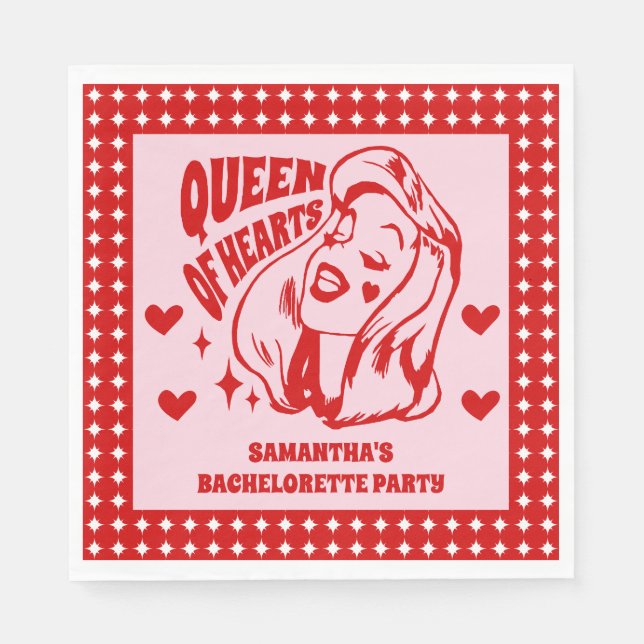 Guardanapo De Papel Queen of Hearts Bachelorette Party (Frente)