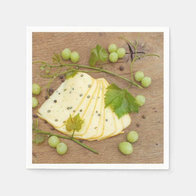 Guardanapo De Papel queijo em fatias com uvas (Frente)