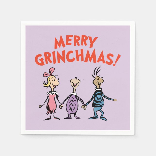 Guardanapo De Papel Quem está de mãos dadas Merry Grinchmas (Frente)