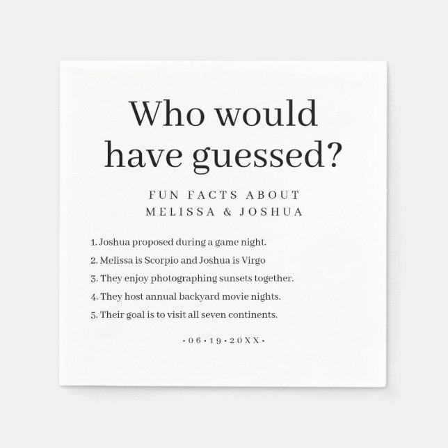 Guardanapo De Papel Quem teria adivinhado Casamento (Frente)