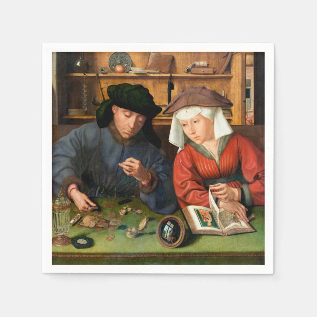 Guardanapo De Papel Quentin Matsys - O Moneylender e sua esposa (Frente)