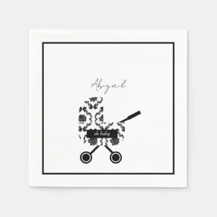 Guardanapo De Papel Querida B/W Damask Pram Chá de fraldas Napkins