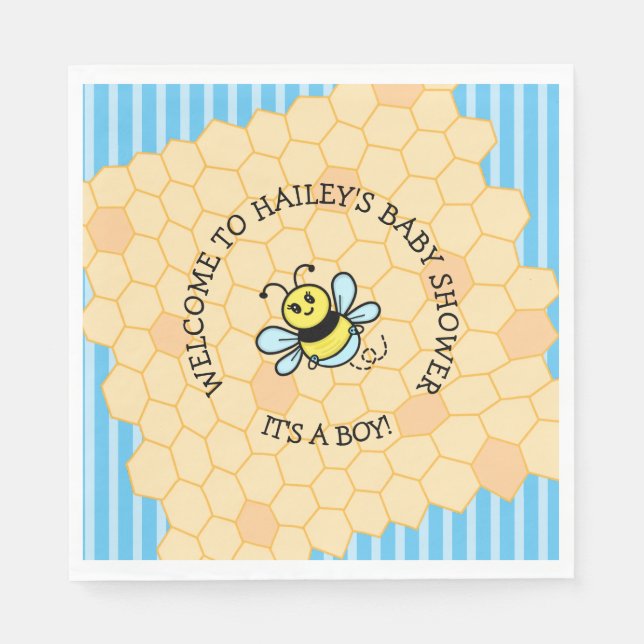 Guardanapo De Papel Querida Bee Themed Boy Chá de fraldas Napkins (Frente)