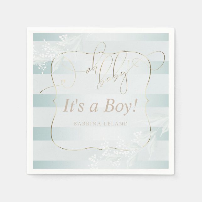 Guardanapo De Papel Querida! Calliografia Ombré Teal Blue Stripes (Frente)