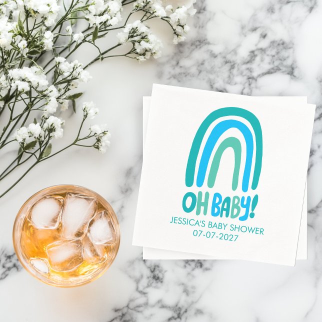 Guardanapo De Papel Querida! Chá de fraldas Cego do Arco-Íris (Oh Baby! Cute Rainbow CUSTOM Baby Shower Napkins
)