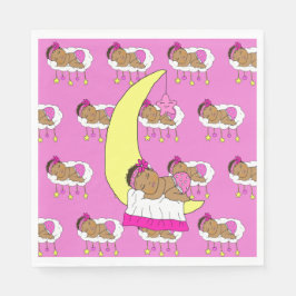Guardanapo De Papel Querido Bebê Étnico Dormindo na Lua