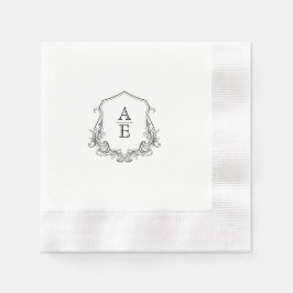 Guardanapo De Papel Quic Black & White Crest Monograma Casamento Napki