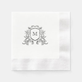 Guardanapo De Papel Quic Black & White Crest Monograma Casamento Napki