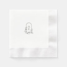 Quic Black & White Crest Monograma Casamento Napki