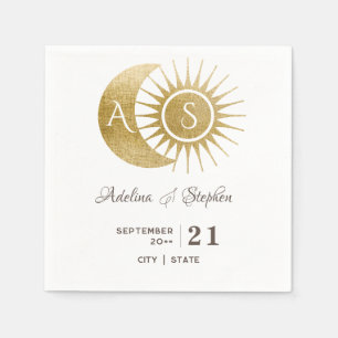 Guardanapo De Papel Quic Celestial Sol Dourado Sol Lua Monograma Crest