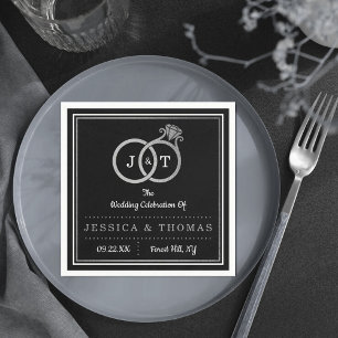 Guardanapo De Papel Quic Faux Silver Foil Monogramas Casamentos