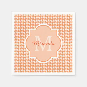 Guardanapo De Papel Quic Monogramas Orange Houndstooth com Nome