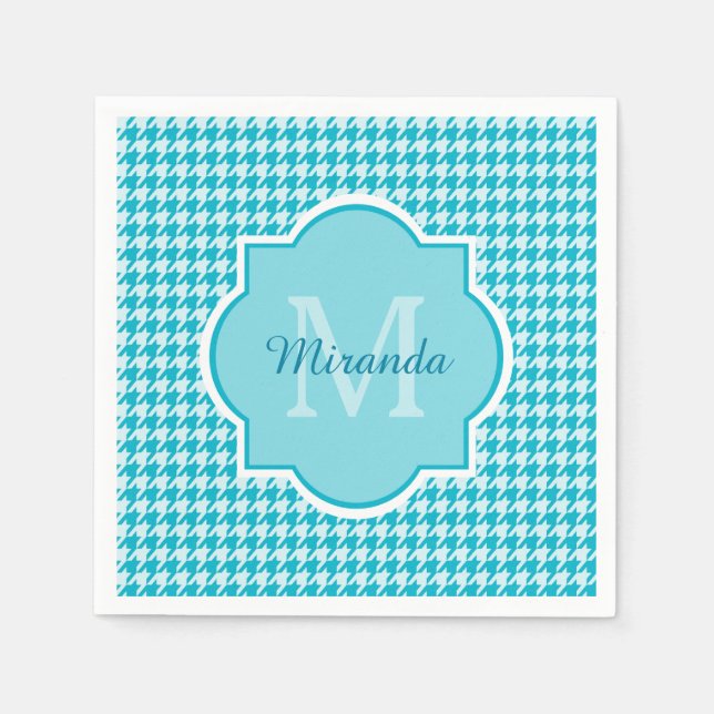 Guardanapo De Papel Quic Monographic Turquoise Houndstooth Com Nome (Frente)