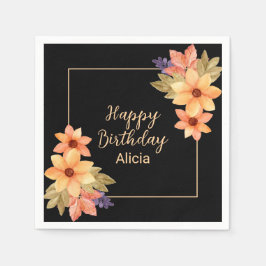 Guardanapo De Papel Quic Orange Red Fall Flora Black Birday