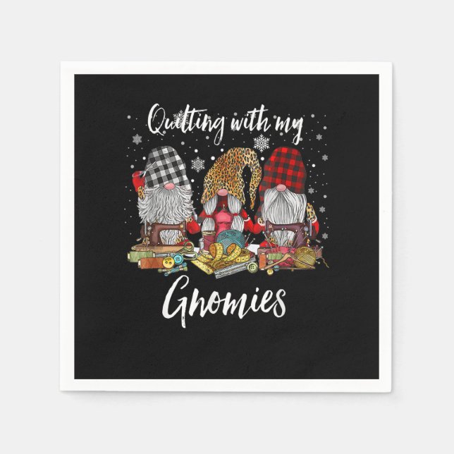 Guardanapo De Papel Quilar Com Meu Feriado Gnomos De Natal (Frente)