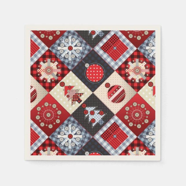 Guardanapo De Papel Quilete de Patchwork de Natal Gingham Whimsical (Frente)