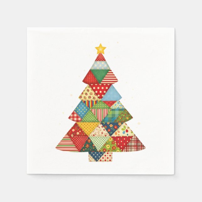 Guardanapo De Papel Quilt Christmas Tree Festive Quilt Lovers  (Frente)