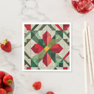Guardanapo De Papel Quilt Geométrico Poinsettia Découpage
