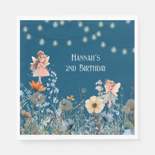 Guardanapo De Papel Quimsso Jardim de Fada Magia Segundo Aniversário (Frente)