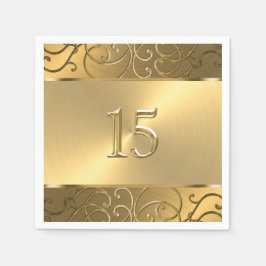 Guardanapo De Papel Quinceanera All Dourado Filigree Swirl Border