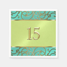 Quinceanera Aqua Verde limão Dourada Filigree Swir