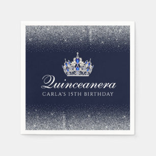 Guardanapo De Papel Quinceanera azul e brilhante