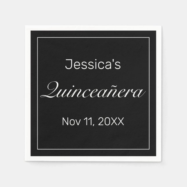 Guardanapo De Papel Quinceañera Branca Minimalista Moderna (Frente)