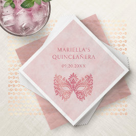 Guardanapo De Papel Quinceanera Elegante de Mascarada rosa