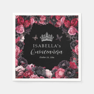 Guardanapo De Papel Quinceañera Gótica Vermelha e Negra Moody