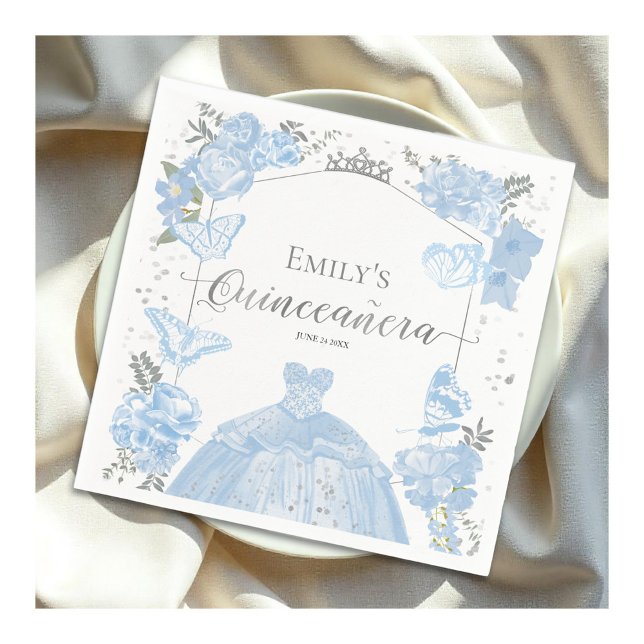 Guardanapo De Papel Quinceanera Napkins Borboleta Azul (Criador carregado)