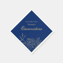 Quinceanera Royal Blue Flowers 15 Dourada Birthday