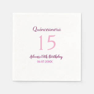 Guardanapo De Papel Quinceanera simples 15 de aniversário de fada rosa