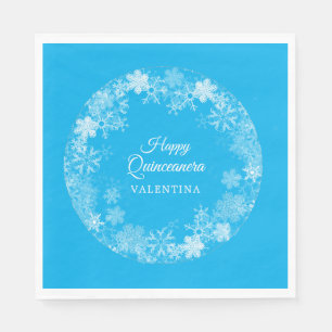 Guardanapo De Papel Quinceanera Winter Wonderland Snowflake Blue