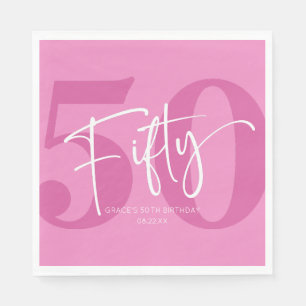 Guardanapo De Papel Quinquenta e cinquenta Festas de aniversário rosa