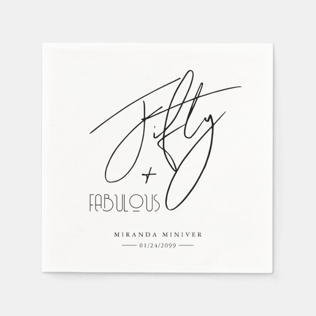 Guardanapo De Papel Quinto Moderno e FABULOSO Aniversário da Caligrafi (Frente)