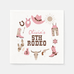 Guardanapo De Papel Quinto Rodeio Pink Western Cowboy Aniversário de 5