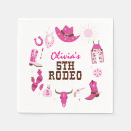 Guardanapo De Papel Quinto Rodeio Rosa Ocidental Cowboy 5º Aniversário