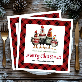 Guardanapo De Papel Quirky Christmas chickens napkin set custom name