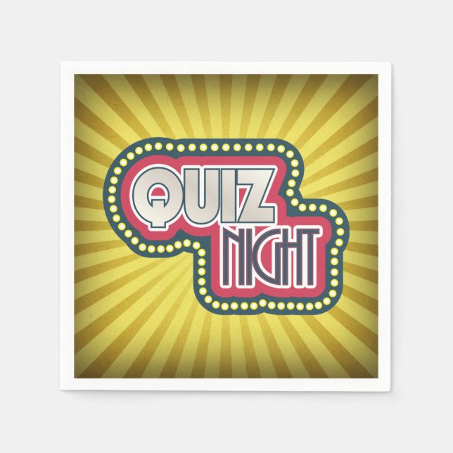 Guardanapo De Papel Quiz Night Trivia Party Yellow Sunburst (Frente)