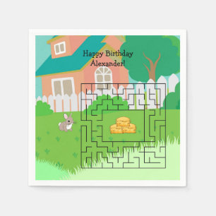 Guardanapo De Papel Rabbit e Hay Birthday Maze Paper Napkins