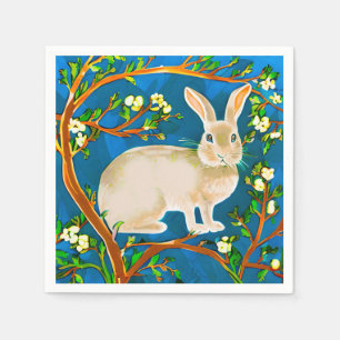 Guardanapo De Papel Rabbit selvagem e ramificações de flores