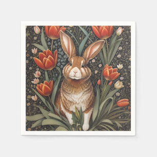 Guardanapo De Papel Rabbit vermelho Tulipas William Morris inspiradas