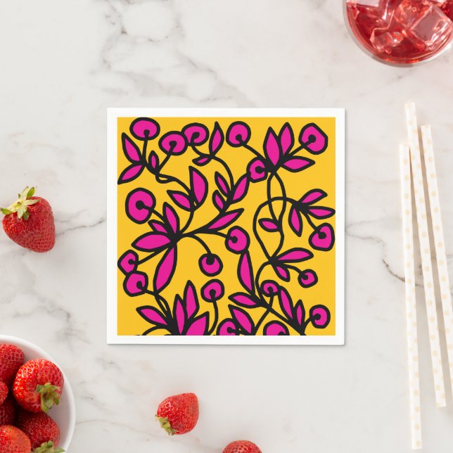 Guardanapo De Papel Rabisco amarelo e rosa (Insitu)