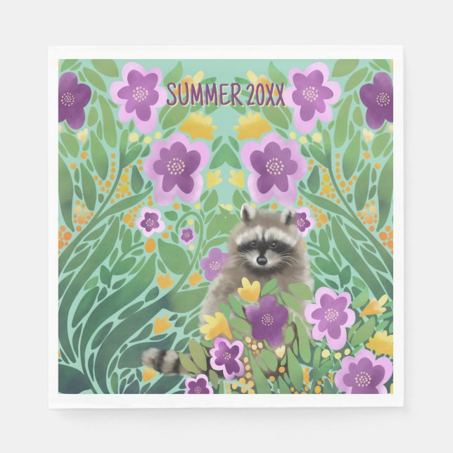 Guardanapo De Papel Raccoon Floral Summer (Frente)