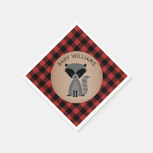 Raccoon Lumberjack Chá de fraldas Napkins