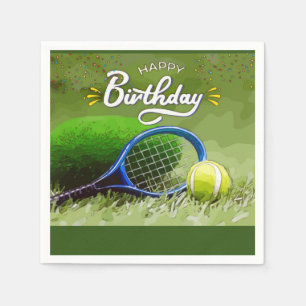 Guardanapo De Papel Racket de tênis com bola Feliz Aniversário