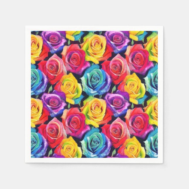 Guardanapo De Papel Radiant rainbow roses, floral pattern (Frente)