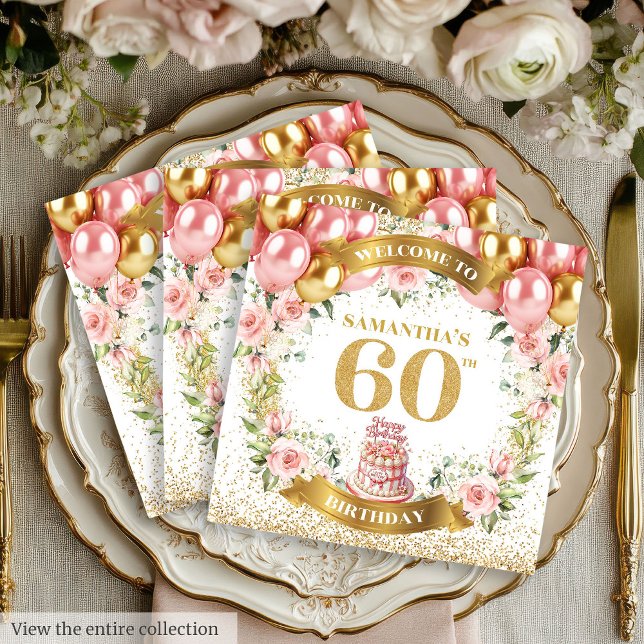 Guardanapo De Papel Radiante 60º Aniversário Napkins Boho Flower Desig (Radiant 60th Birthday Napkins Boho Flower Design

)