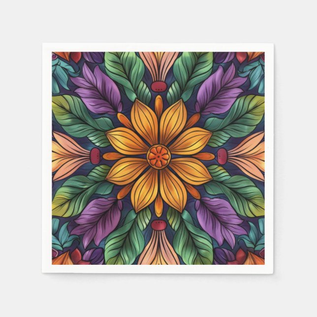 Guardanapo De Papel Radiante Starburst: Fantasia Única Amarela e Roxa (Frente)