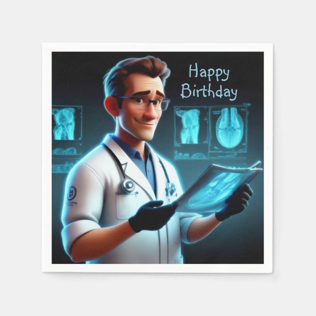 Guardanapo De Papel Radiologista Aniversário (Frente)